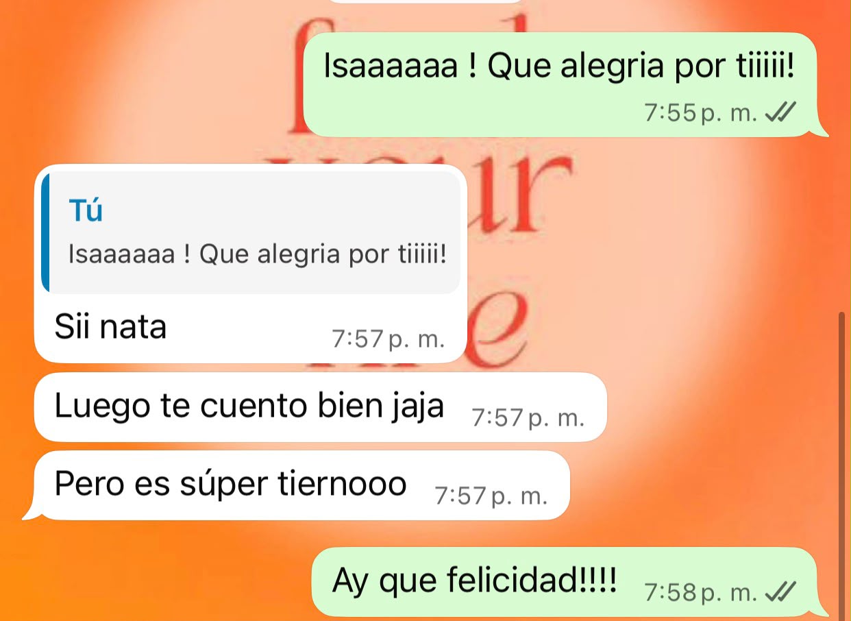 Captura de conversación real como prueba social de una mujer de ATRAE