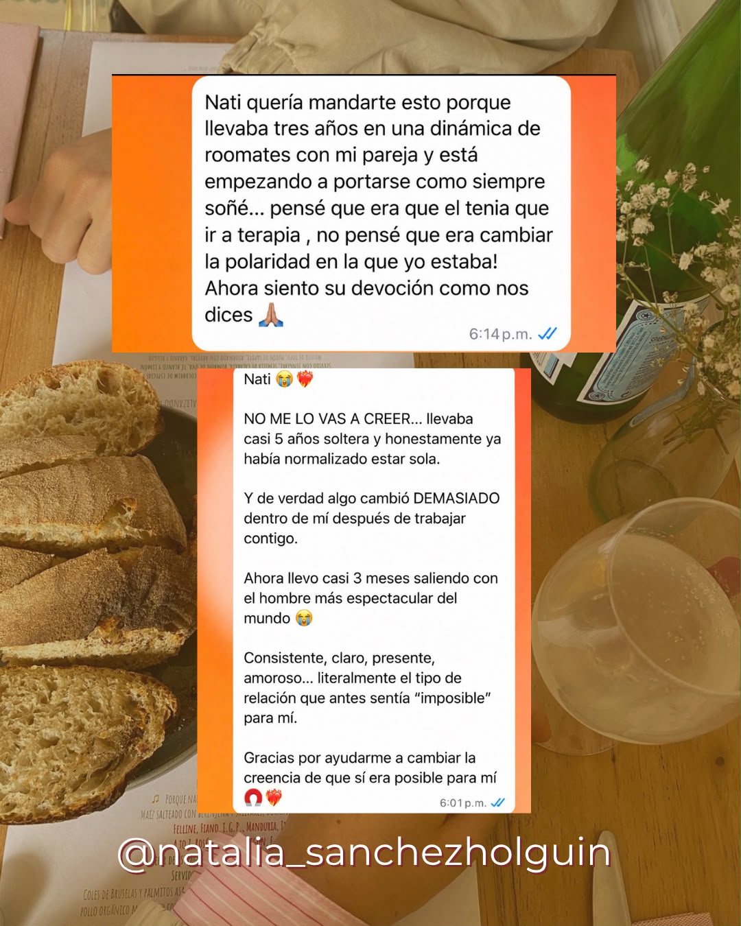 Captura de conversación real como prueba social de una mujer de ATRAE