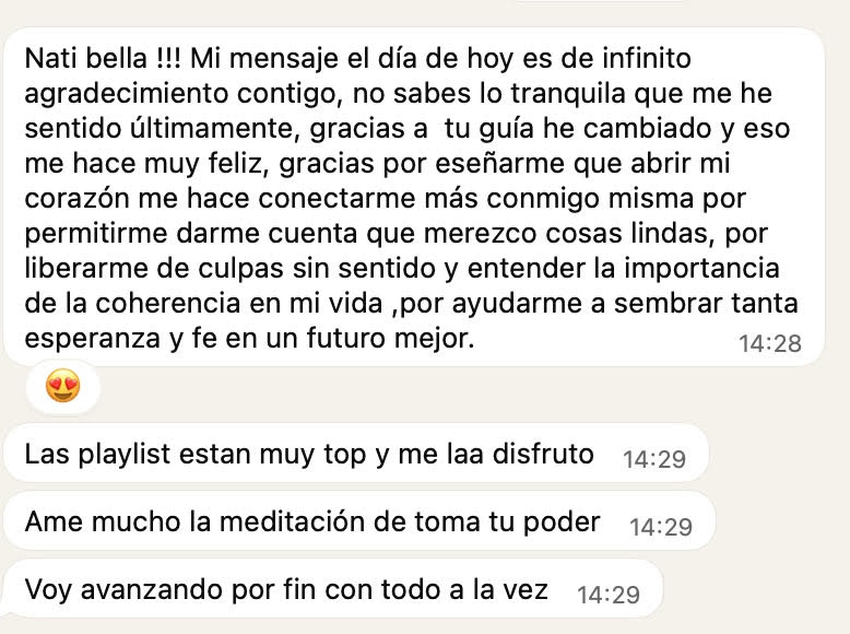 Captura de conversación real como prueba social de una mujer de ATRAE